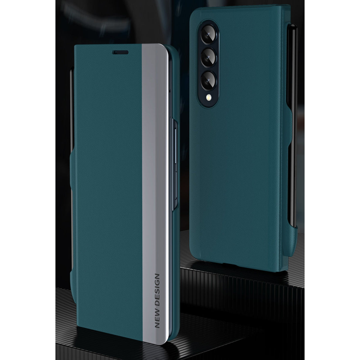 Luxury Electroplated Leather Magnetic Phone Case With Phone Stand And Pen Slot For Galaxy Z Fold 5/6/7