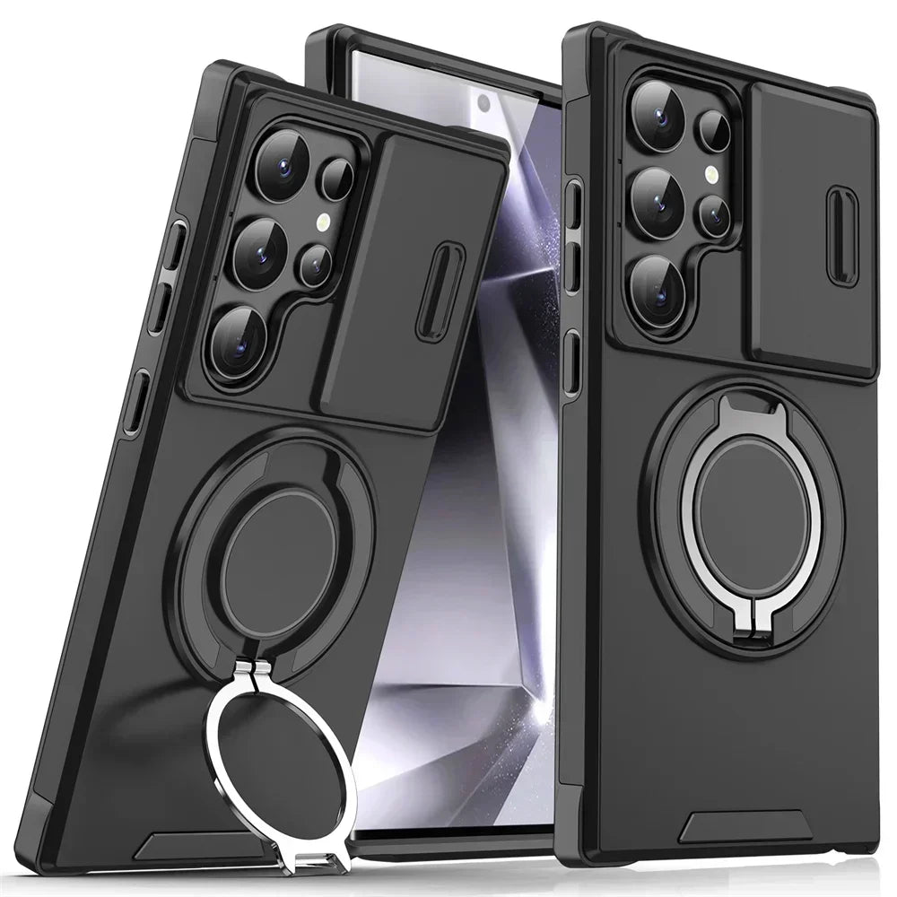 New Slide Camera Protection Magnetic Stand Phone Case for Samsung S25 Ultra