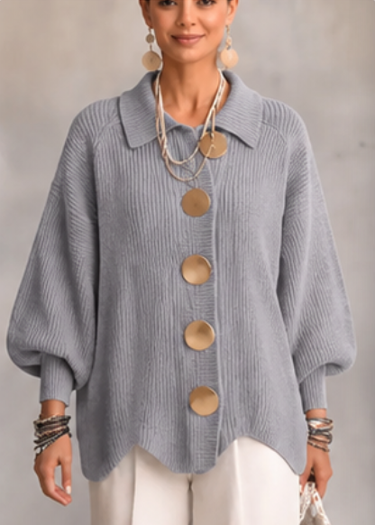 🤲LAST DAY SAVE 49% ⏰Oversized Collared Knit Cardigan With Large Metal Buttons