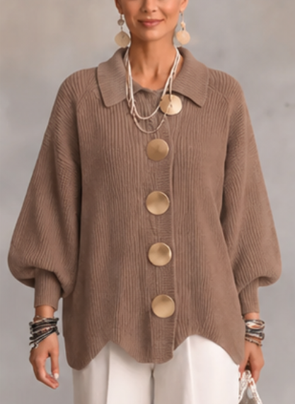 🤲LAST DAY SAVE 49% ⏰Oversized Collared Knit Cardigan With Large Metal Buttons