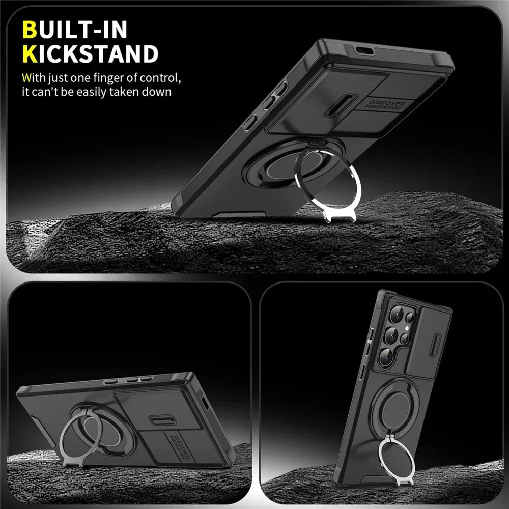 New Slide Camera Protection Magnetic Stand Phone Case for Samsung S25 Ultra