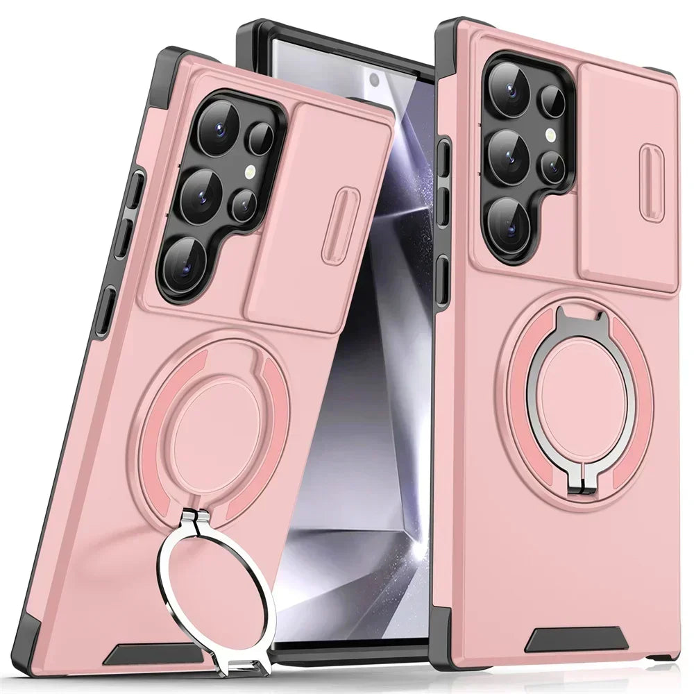 New Slide Camera Protection Magnetic Stand Phone Case for Samsung S25 Ultra