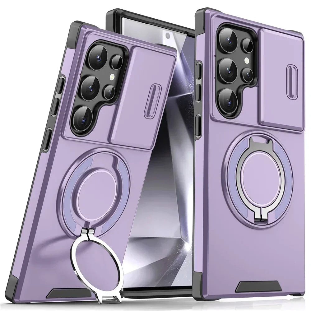 New Slide Camera Protection Magnetic Stand Phone Case for Samsung S25 Ultra