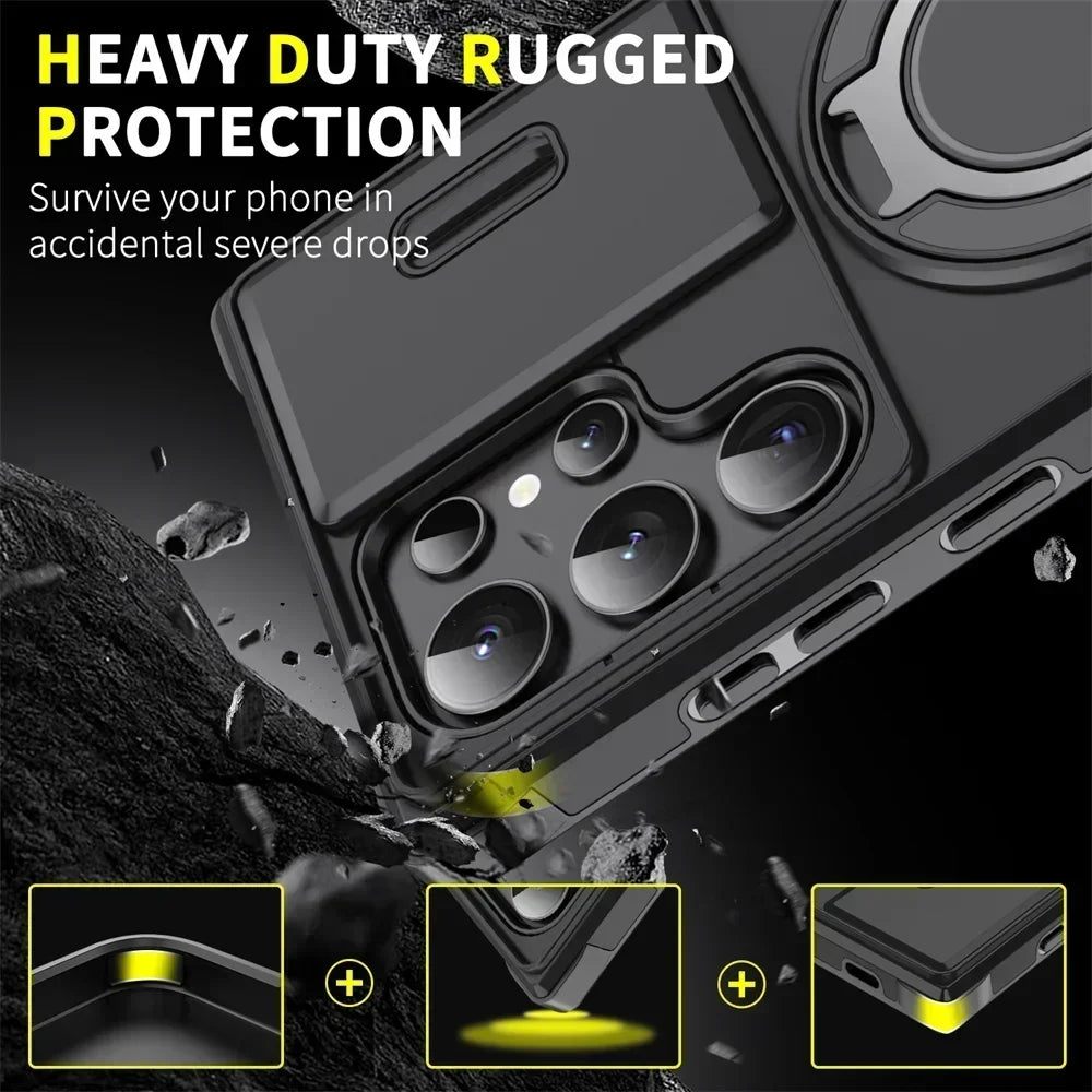 New Slide Camera Protection Magnetic Stand Phone Case for Samsung S25 Ultra
