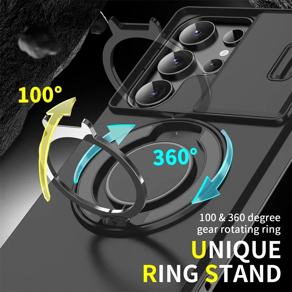 New Slide Camera Protection Magnetic Stand Phone Case for Samsung S25 Ultra